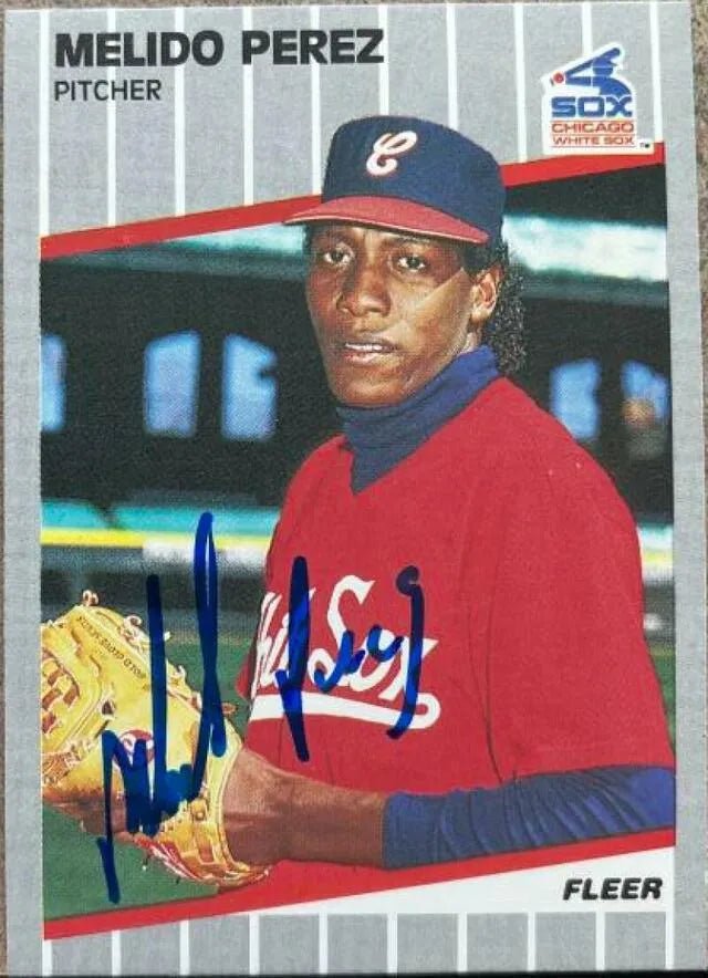 Melido Perez Signed 1989 Fleer Baseball Card - Chicago White Sox