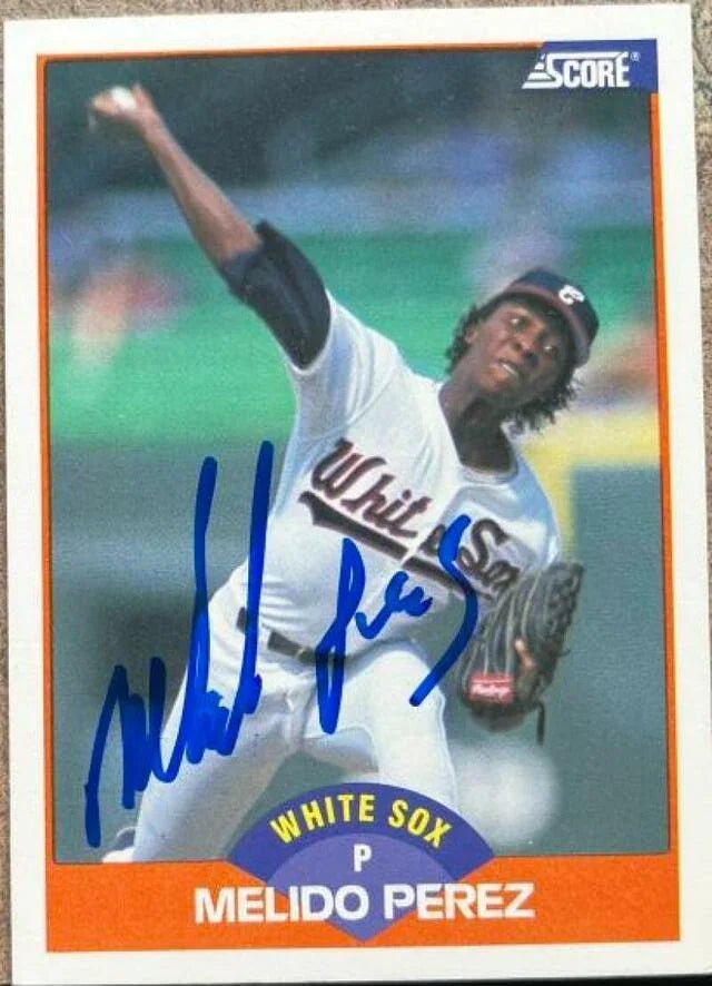 Melido Perez Signed 1989 Score Baseball Card - Chicago White Sox
