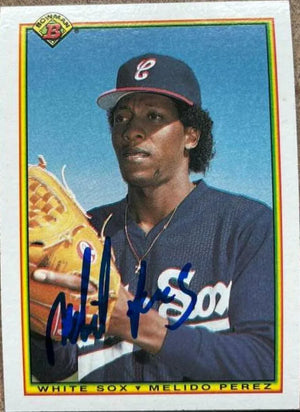 Melido Perez Signed 1990 Bowman Baseball Card - Chicago White Sox - PastPros