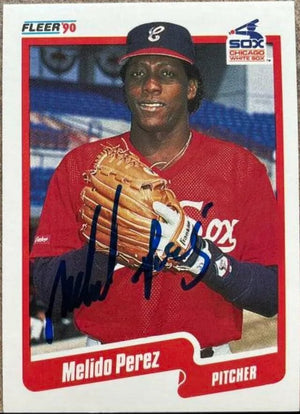 Melido Perez Signed 1990 Fleer Baseball Card - Chicago White Sox
