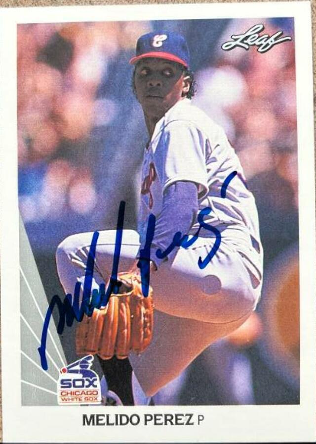 Melido Perez Signed 1990 Leaf Baseball Card - Chicago White Sox - PastPros