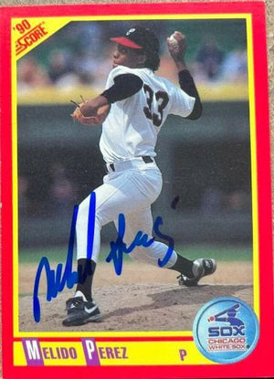 Melido Perez Signed 1990 Score Baseball Card - Chicago White Sox