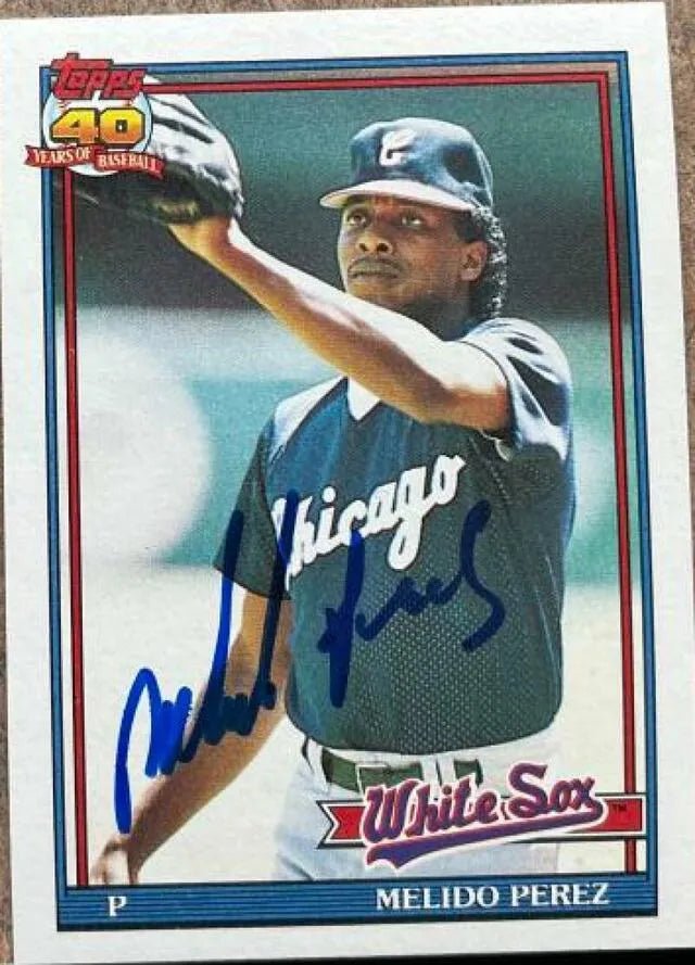 Melido Perez Signed 1991 Topps Baseball Card - Chicago White Sox