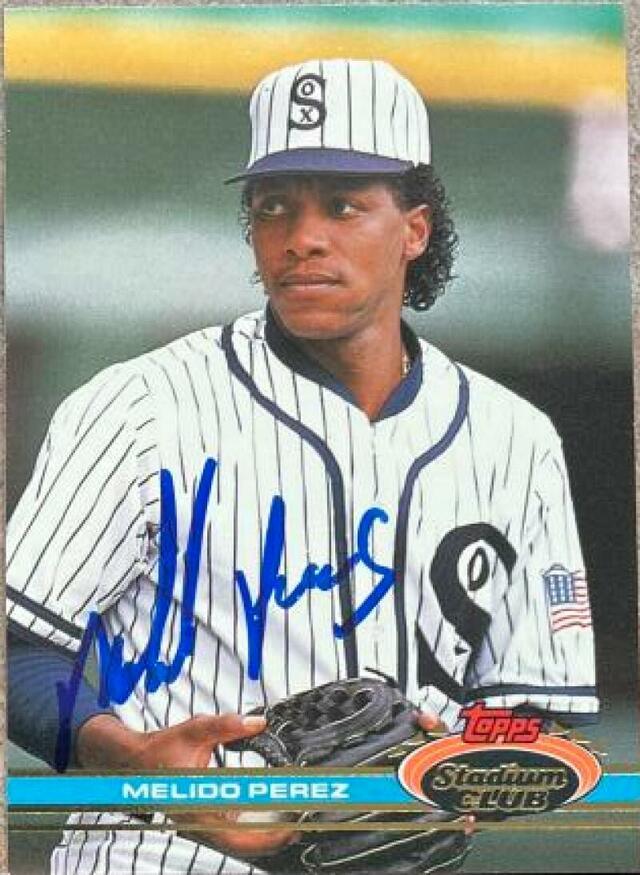 Melido Perez Signed 1991 Topps Stadium Club Baseball Card - Chicago White Sox - PastPros