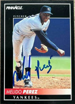 Melido Perez Signed 1992 Pinnacle Baseball Card - New York Yankees
