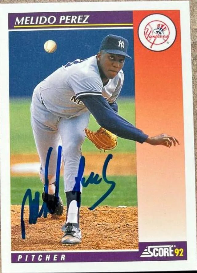 Melido Perez Signed 1992 Score Rookie/Traded Baseball Card - New York Yankees