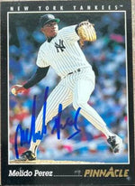 Melido Perez Signed 1993 Pinnacle Baseball Card - New York Yankees