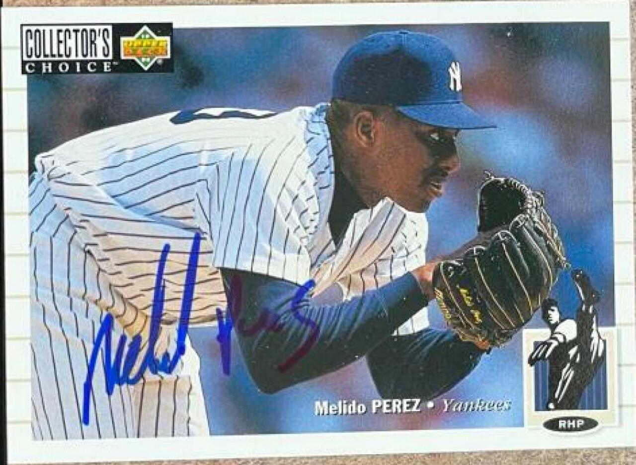 Melido Perez Signed 1994 Collector's Choice Baseball Card - New York Yankees - PastPros