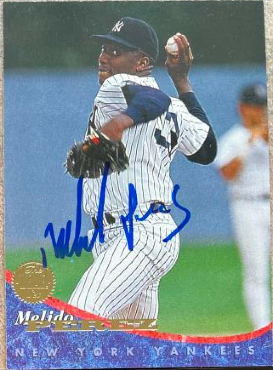 Melido Perez Signed 1994 Leaf Baseball Card - New York Yankees - PastPros
