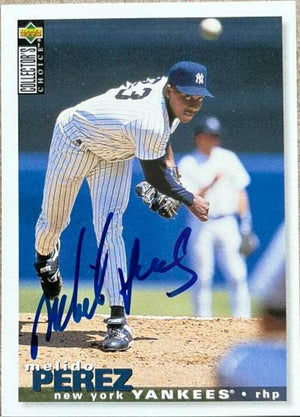Melido Perez Signed 1995 Collector's Choice Baseball Card - New York Yankees - PastPros