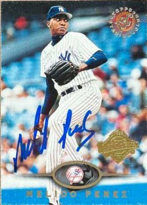 Melido Perez Signed 1995 Stadium Club Super Team World Series Baseball Card - New York Yankees