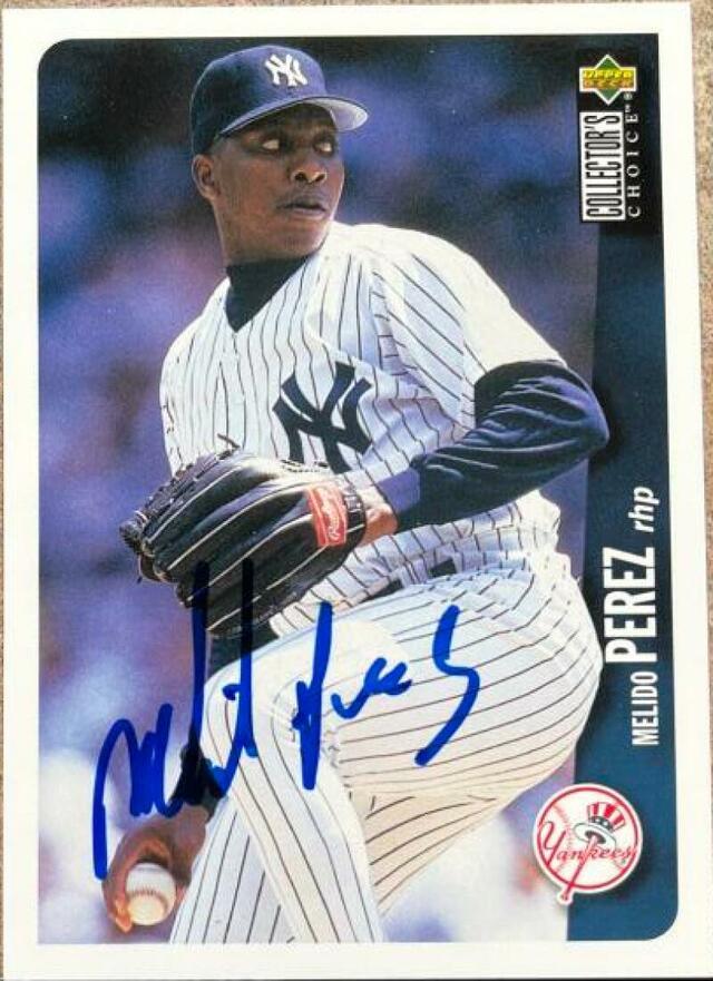 Melido Perez Signed 1996 Collector's Choice Baseball Card - New York Yankees - PastPros