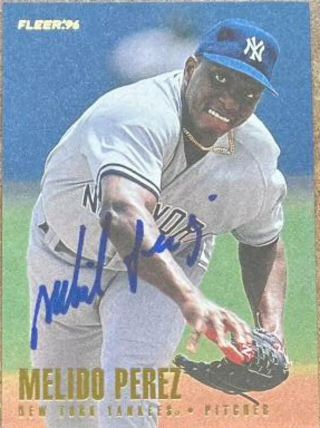 Melido Perez Signed 1996 Fleer Baseball Card - New York Yankees