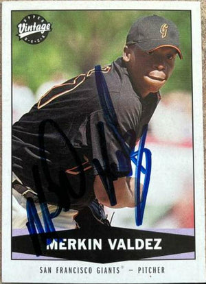Merkin Valdez Signed 2004 Upper Deck Vintage Baseball Card - San Francisco Giants - PastPros