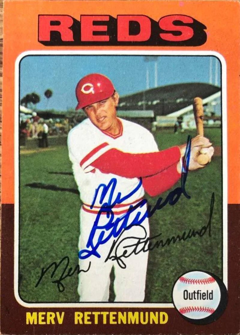 Merv Rettenmund Signed 1975 Topps Baseball Card - Cincinnati Reds