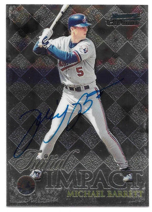 Michael Barrett Signed 1999 Bowman Chrome Initial Impact Baseball Card - Montreal Expos