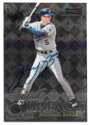 Michael Barrett Signed 1999 Bowman Chrome Initial Impact Baseball Card - Montreal Expos - PastPros