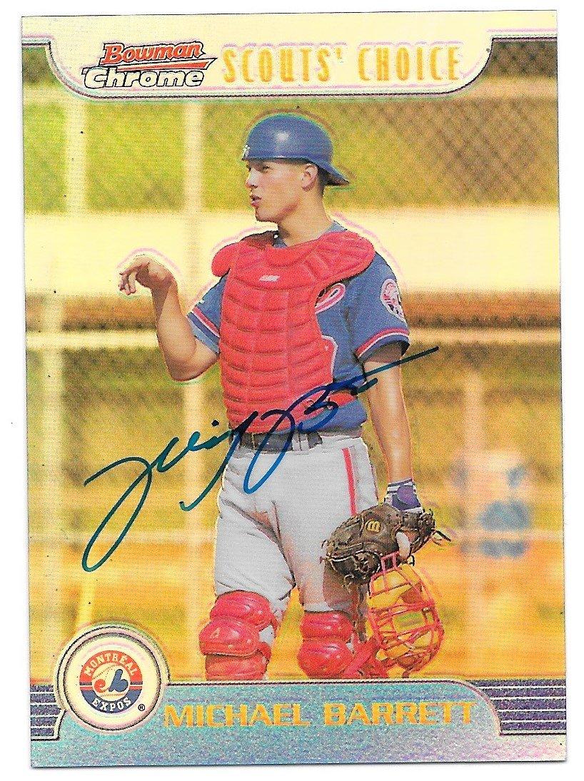 Michael Barrett Signed 1999 Bowman Chrome Scouts' Choice Baseball Card - Montreal Expos - PastPros