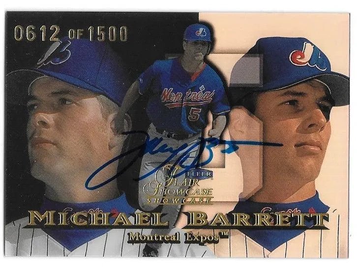 Michael Barrett Signed 1999 Flair Showcase Row 1 Baseball Card - Montreal Expos