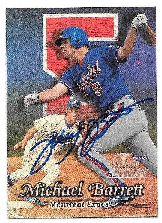 Michael Barrett Signed 1999 Flair Showcase Row 2 Passion Baseball Card - Montreal Expos