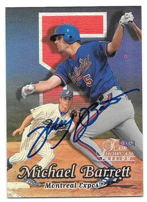 Michael Barrett Signed 1999 Flair Showcase Row 2 Passion Baseball Card - Montreal Expos