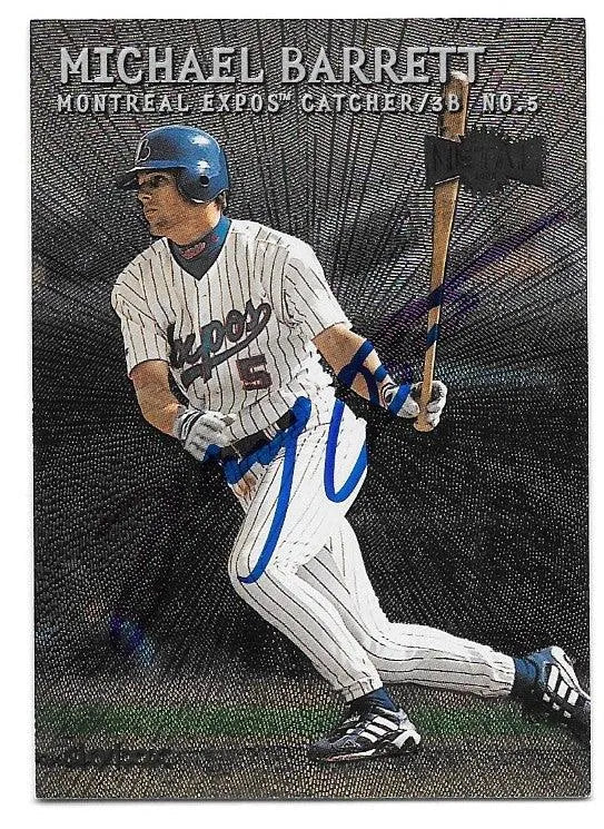 Michael Barrett Signed 2000 Metal Baseball Card - Montreal Expos