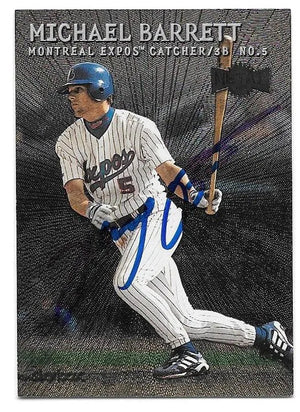 Michael Barrett Signed 2000 Metal Baseball Card - Montreal Expos