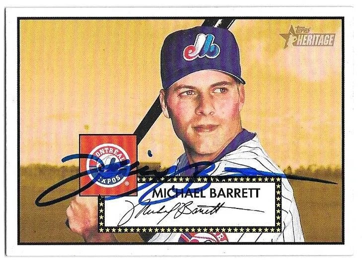 Michael Barrett Signed 2001 Topps Heritage Baseball Card - Montreal Expos
