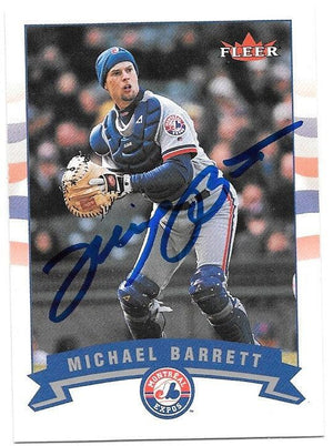 Michael Barrett Signed 2002 Fleer Baseball Card - Montreal Expos - PastPros