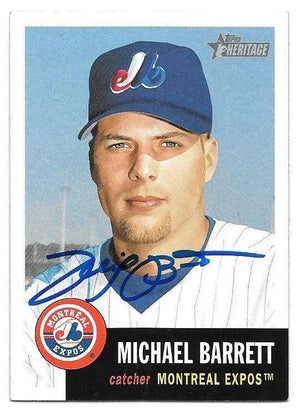 Michael Barrett Signed 2002 Topps Heritage Baseball Card - Montreal Expos