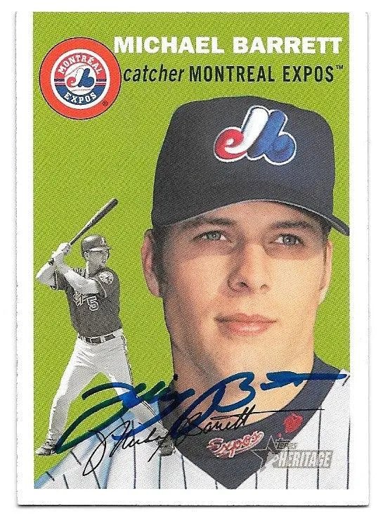 Michael Barrett Signed 2003 Topps Heritage Baseball Card - Montreal Expos