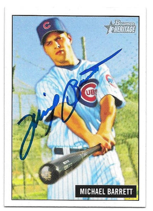 Michael Barrett Signed 2005 Bowman Heritage Baseball Card - Chicago Cubs - PastPros