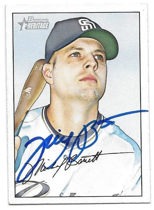 Michael Barrett Signed 2007 Bowman Heritage Baseball Card - San Diego Padres