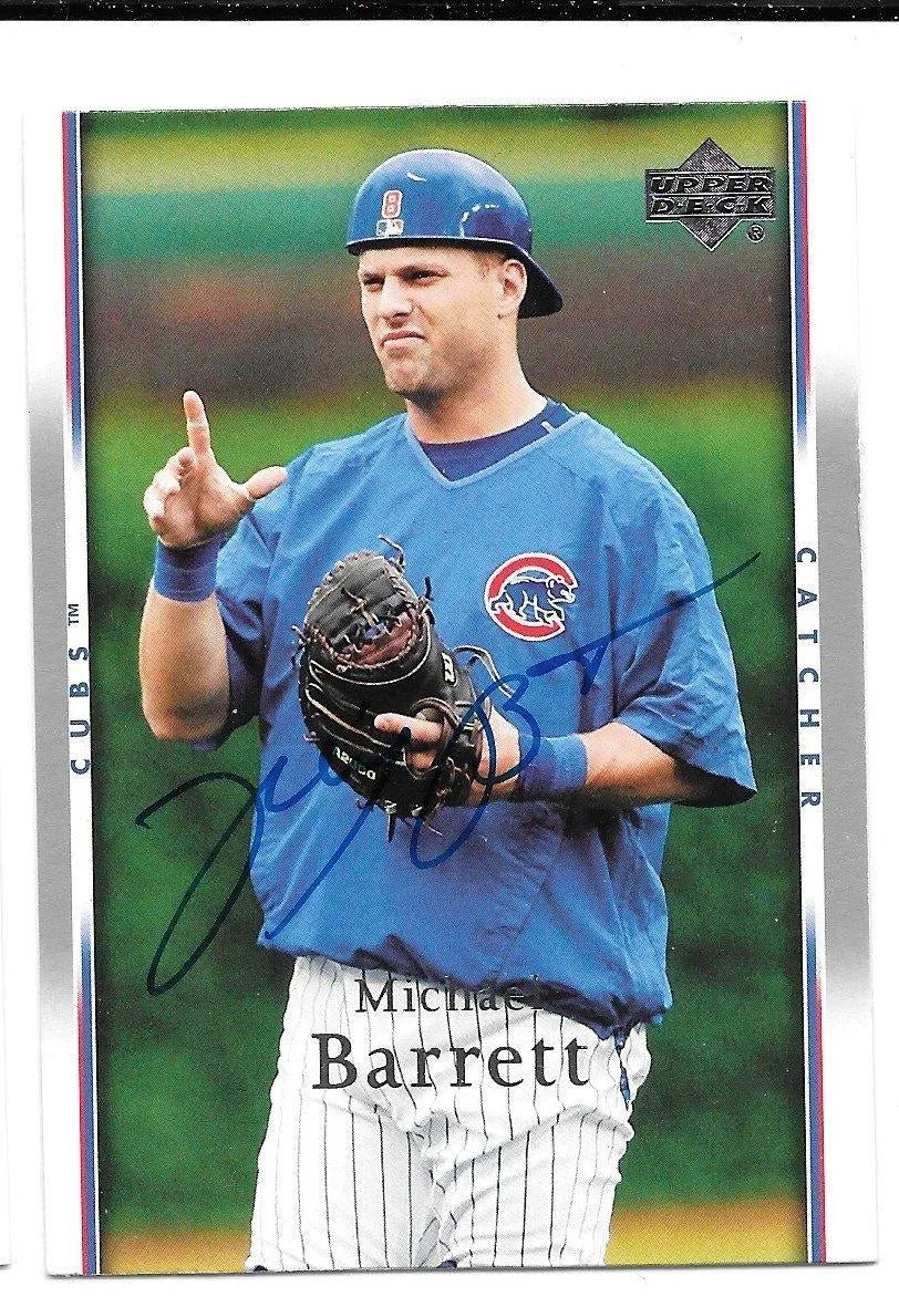 Michael Barrett Signed 2007 Upper Deck Baseball Card - Chicago Cubs