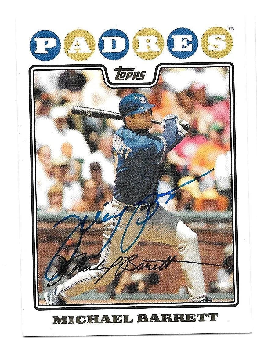 Michael Barrett Signed 2008 Topps Baseball Card - San Diego Padres