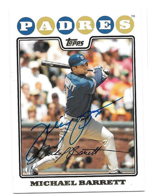 Michael Barrett Signed 2008 Topps Baseball Card - San Diego Padres - PastPros