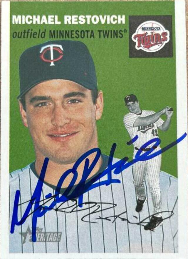 Michael Restovich Signed 2003 Topps Heritage Baseball Card - Minnesota Twins - PastPros