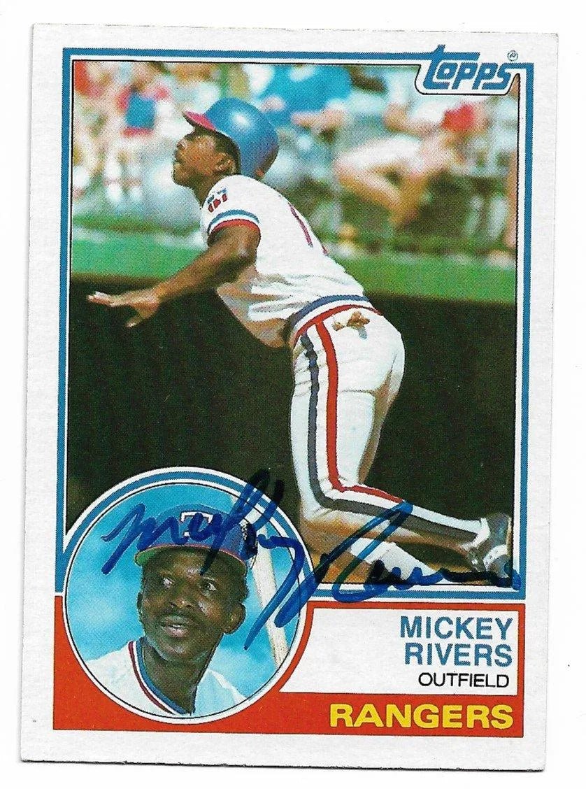 Mickey Rivers Signed 1983 Topps Baseball Card - Texas Rangers