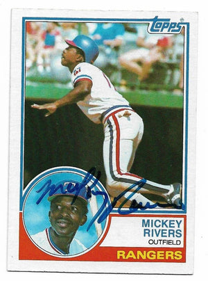 Mickey Rivers Signed 1983 Topps Baseball Card - Texas Rangers