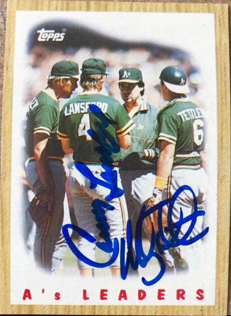 Mickey Tettleton and Carney Lansford Dual Signed 1987 Topps Baseball Card - Oakland A's