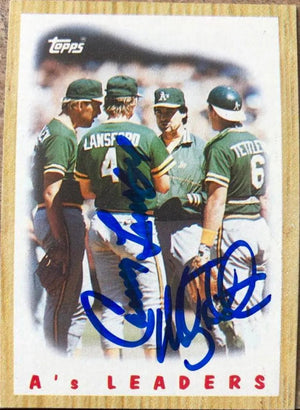 Mickey Tettleton and Carney Lansford Dual Signed 1987 Topps Baseball Card - Oakland A's