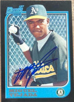 Miguel Tejada Signed 1997 Bowman Baseball Card - Oakland A's - PastPros