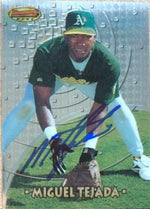 Miguel Tejada Signed 1997 Bowman's Best Baseball Card - Oakland A's - PastPros