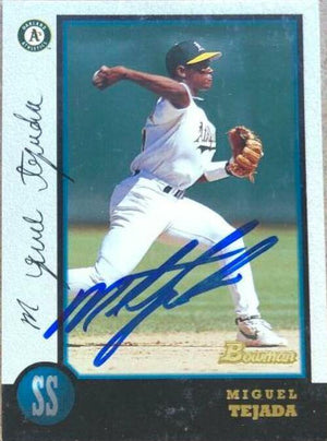 Miguel Tejada Signed 1998 Bowman Baseball Card - Oakland A's - PastPros