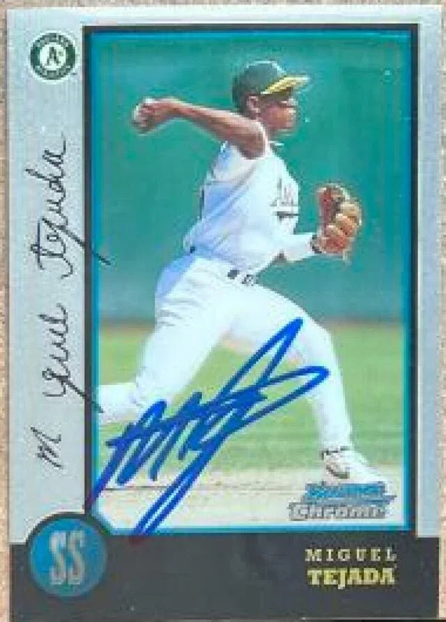 Miguel Tejada Signed 1998 Bowman Chrome Baseball Card - Oakland A's