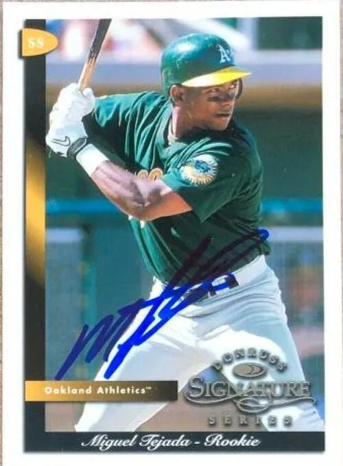 Miguel Tejada Signed 1998 Donruss Signature Baseball Card - Oakland A's