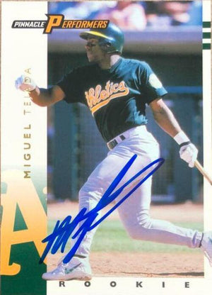 Miguel Tejada Signed 1998 Pinnacle Performers Baseball Card - Oakland A's - PastPros