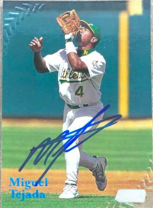 Miguel Tejada Signed 1998 Stadium Club Baseball Card - Oakland A's - PastPros
