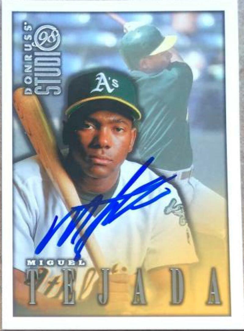 Miguel Tejada Signed 1998 Studio Baseball Card - Oakland A's - PastPros
