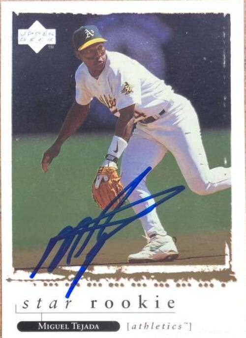 Miguel Tejada Signed 1998 Upper Deck Baseball Card - Oakland A's - PastPros